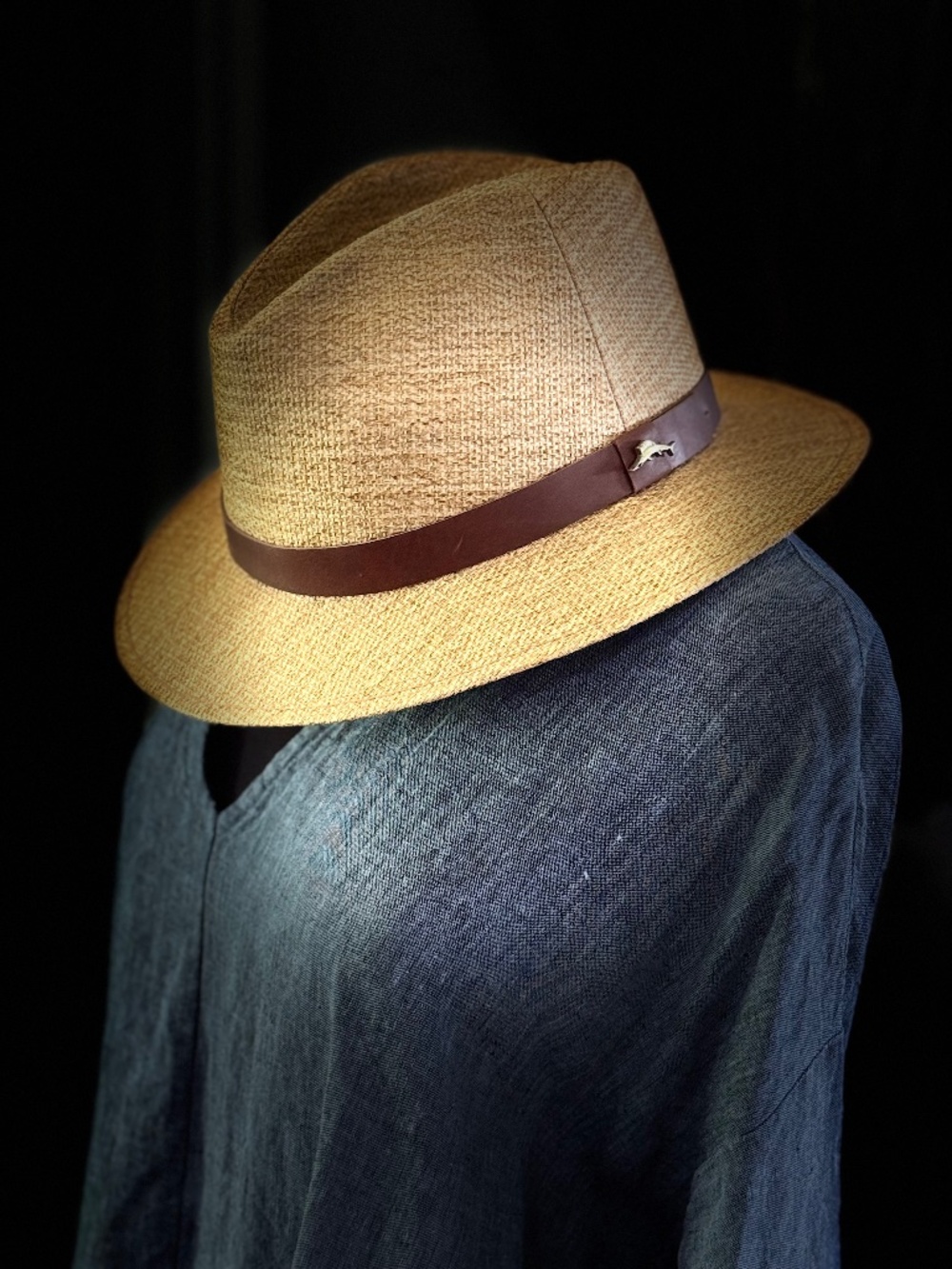 Tommy Bahama Shade Maker Straw Fedora Hat with Leather Band NWOT S/M